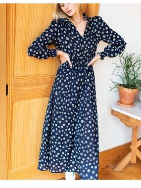 Emerson Fry India Collection Lucybella Dress Daisy Maritime Organic Cotton M
